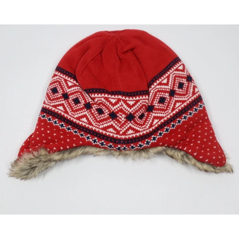 Janie and Jack Faux Fur Lined‎ Hat Hats & Cap - Red, Brown - Size 2-3T